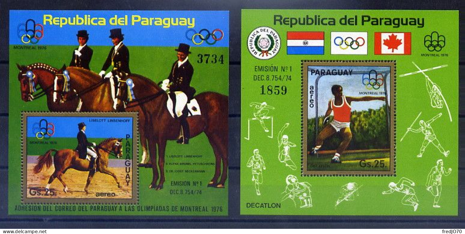 Paraguay Blocs JO 76 ** - Verano 1976: Montréal