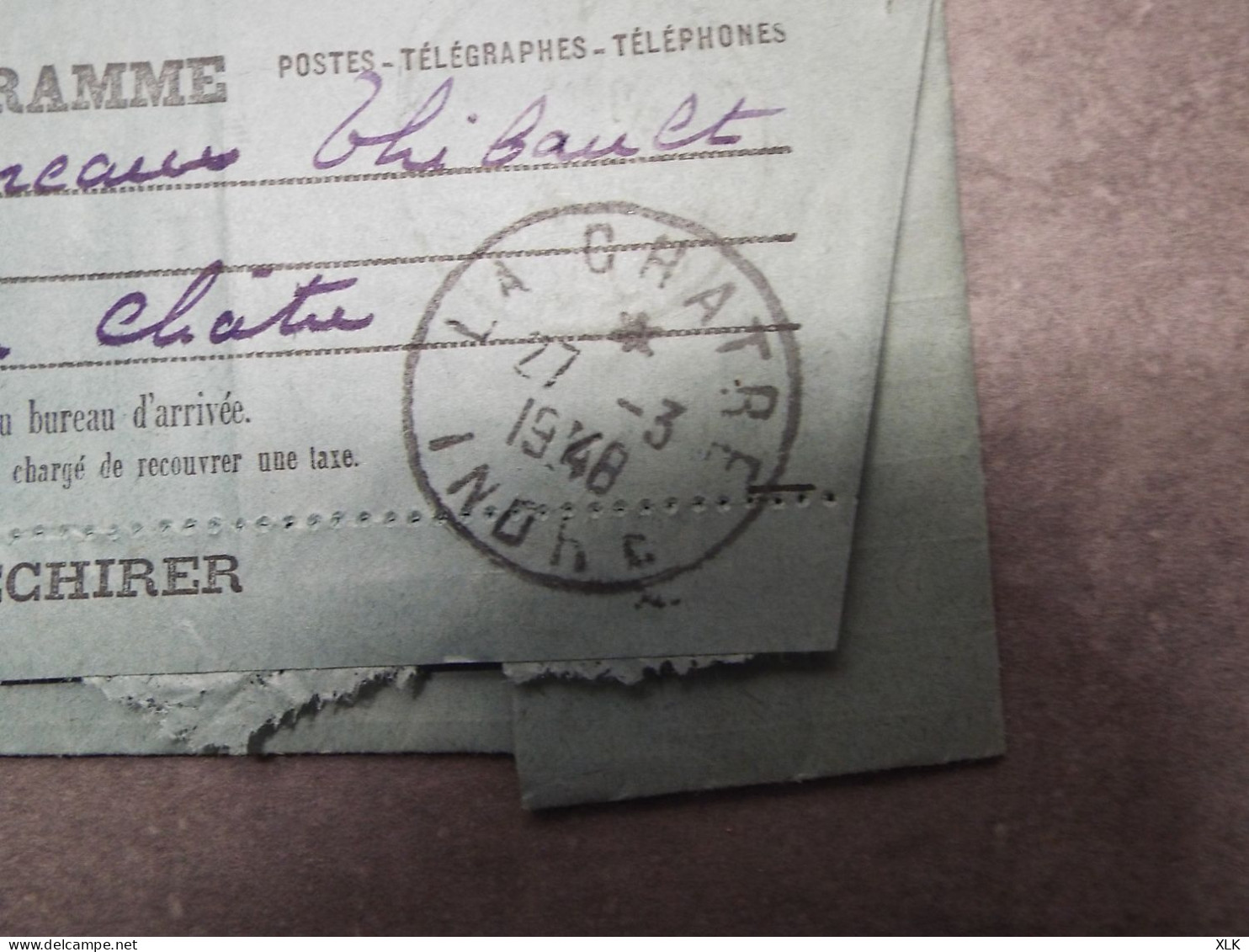 France - Télégramme Du 27/03/1948 - La Chatre - Telegrafi E Telefoni