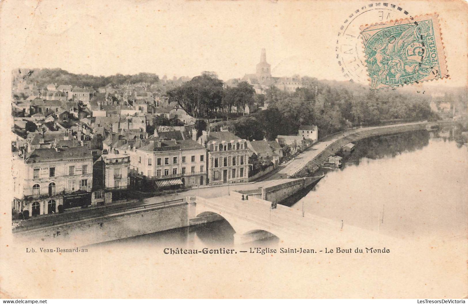 FRANCE - Château Gontier - Vue De L'église Saint Jean - Le Bout Du Monde -  Carte Postale Ancienne - Chateau Gontier