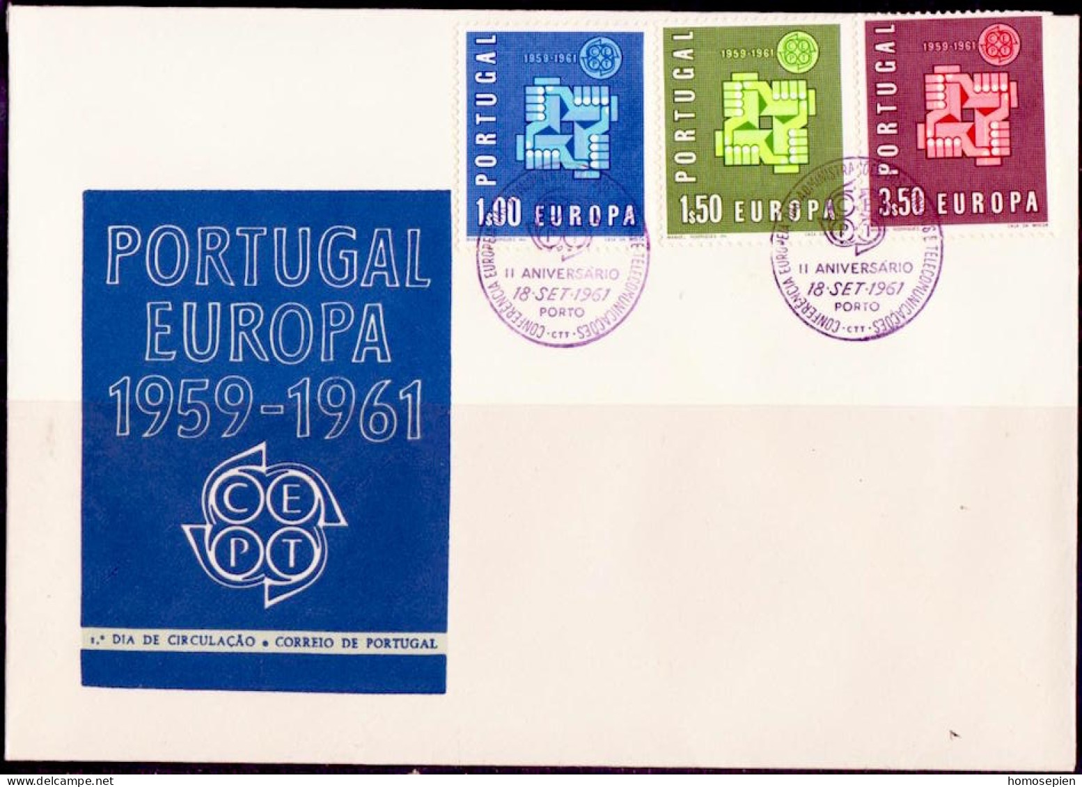 Europa CEPT 1961 Portugal FDC1 Y&T N°888 à 890 - Michel N°907 à 909 - 1961