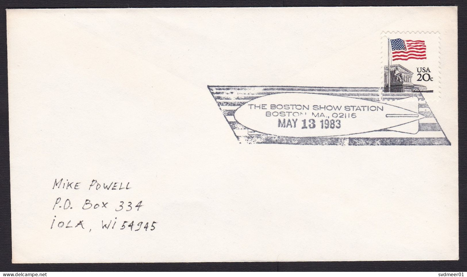 USA: Cover, 1983, 1 Stamp, Flag, Special Cancel Boston Show Station, Zeppelin, Aviation History (traces Of Use) - Lettres & Documents