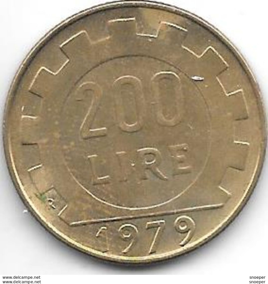 Italy 200 Lire 1979  Km 105 Xf+/ms60 - 200 Lire