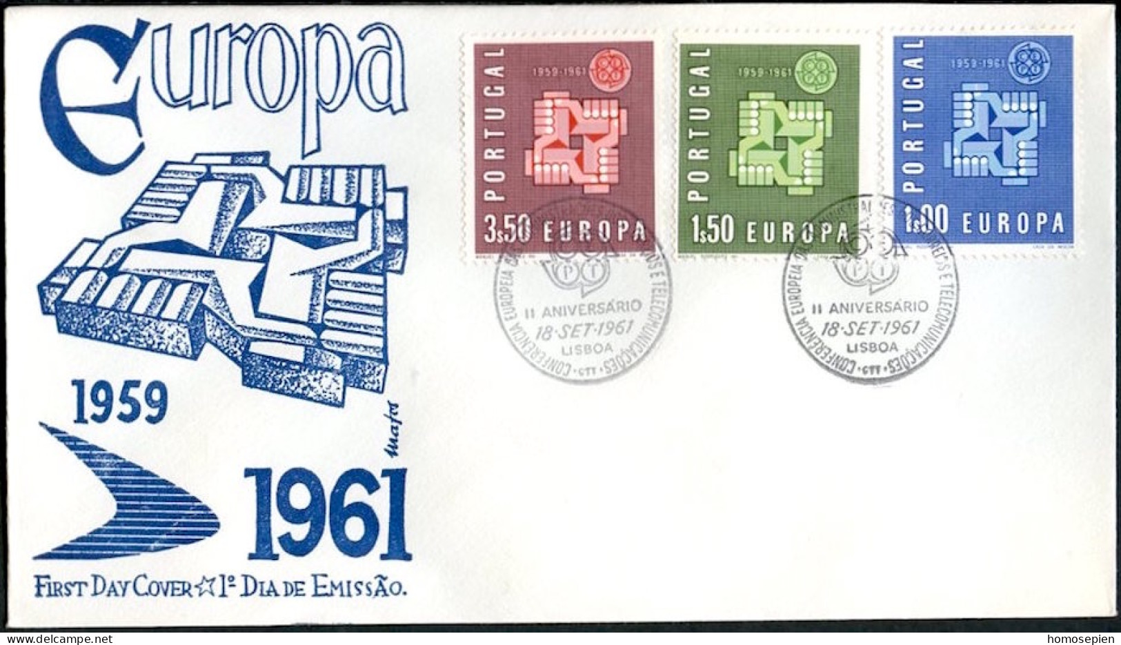 Portugal FDC2 1961 Y&T N°888 à 890 - Michel N°907 à 909 - EUROPA - FDC