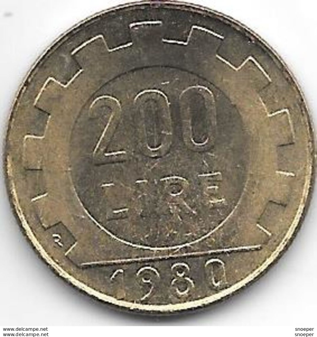 Italy 200 Lire 1980  Km 105 Xf+/ms60 - 200 Liras