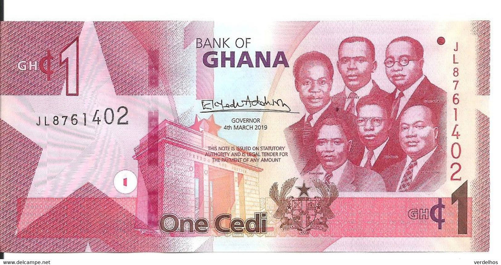 GHANA 1 CEDI 2019 UNC P 45 - Ghana