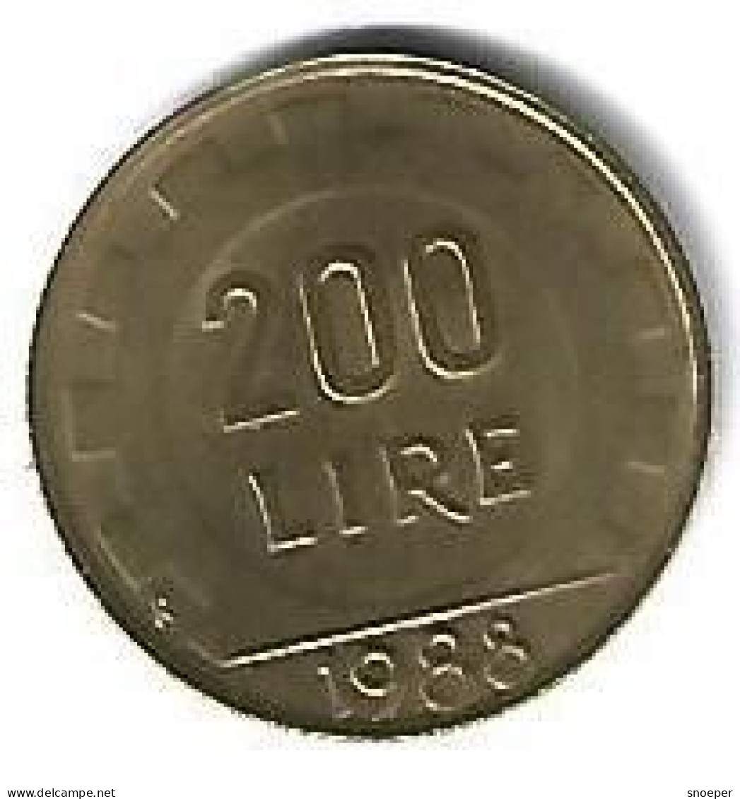 *italy 200 Lire 1988   Km 105  Xf+/ms60 - 200 Liras