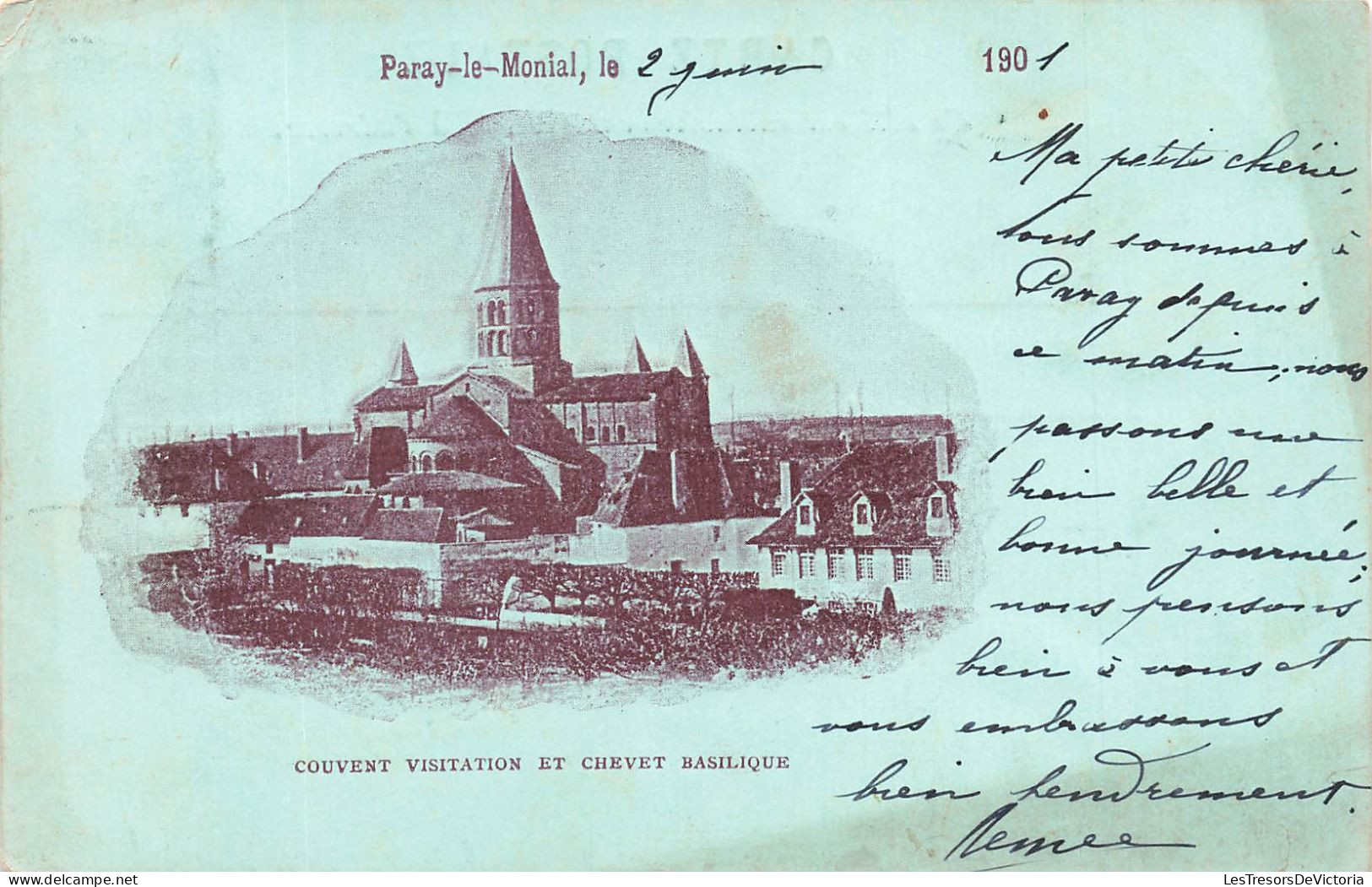 FRANCE - Paray Le Monial - Couvent Visitation Et Chevet Basilique - Vue D'ensemble - Carte Postale Ancienne - Paray Le Monial