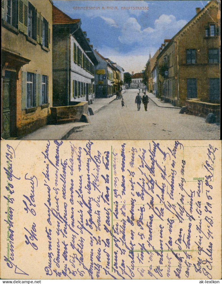 Germersheim Hauptstrasse Mit Personen, Geschäft, Wohnhäuser 1919 - Germersheim