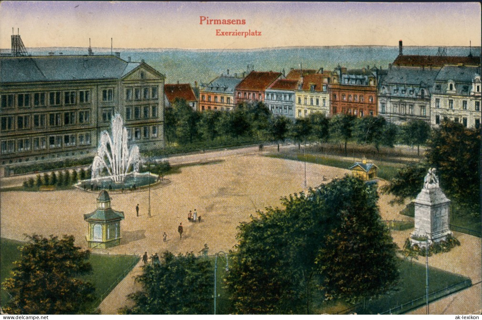 Pirmasens Color Ansicht Vom Exerzierplatz, Denkmal, Wasserspiele 1921 - Pirmasens