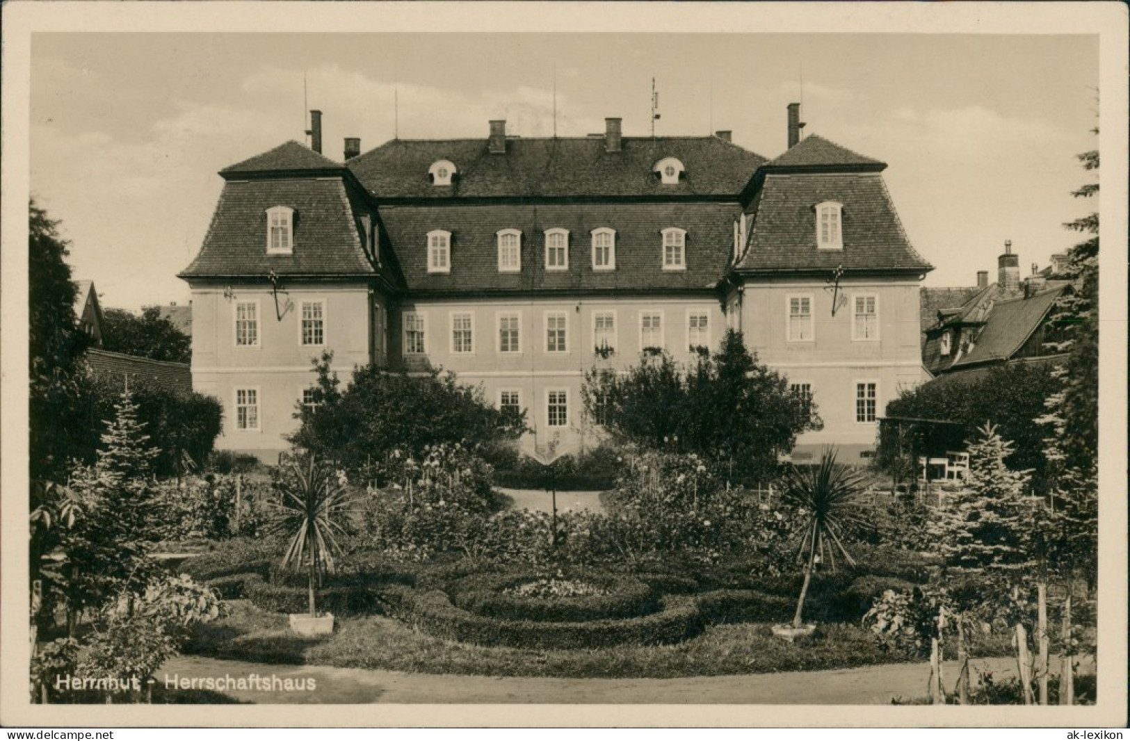 Ansichtskarte Herrnhut Herrschaftsgarten Herrschaftshaus Gebäude 1934 - Herrnhut