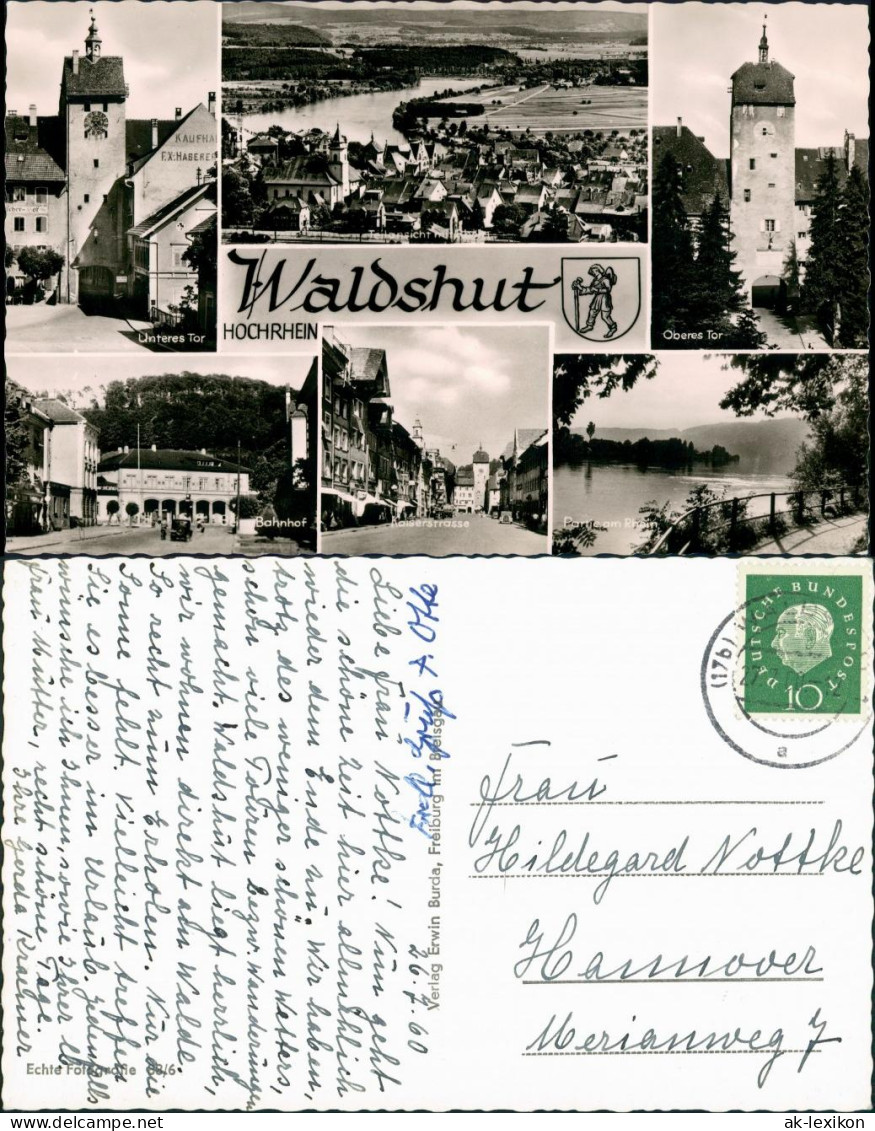 Ansichtskarte Waldshut-Waldshut-Tiengen MB: Unteres Tor, Straßen 1961 - Waldshut-Tiengen