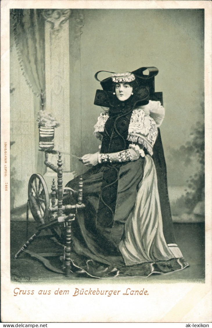 Ansichtskarte Bückeburg Trachten-Bückeburg Frau Am Spinnrad 1900 - Bueckeburg