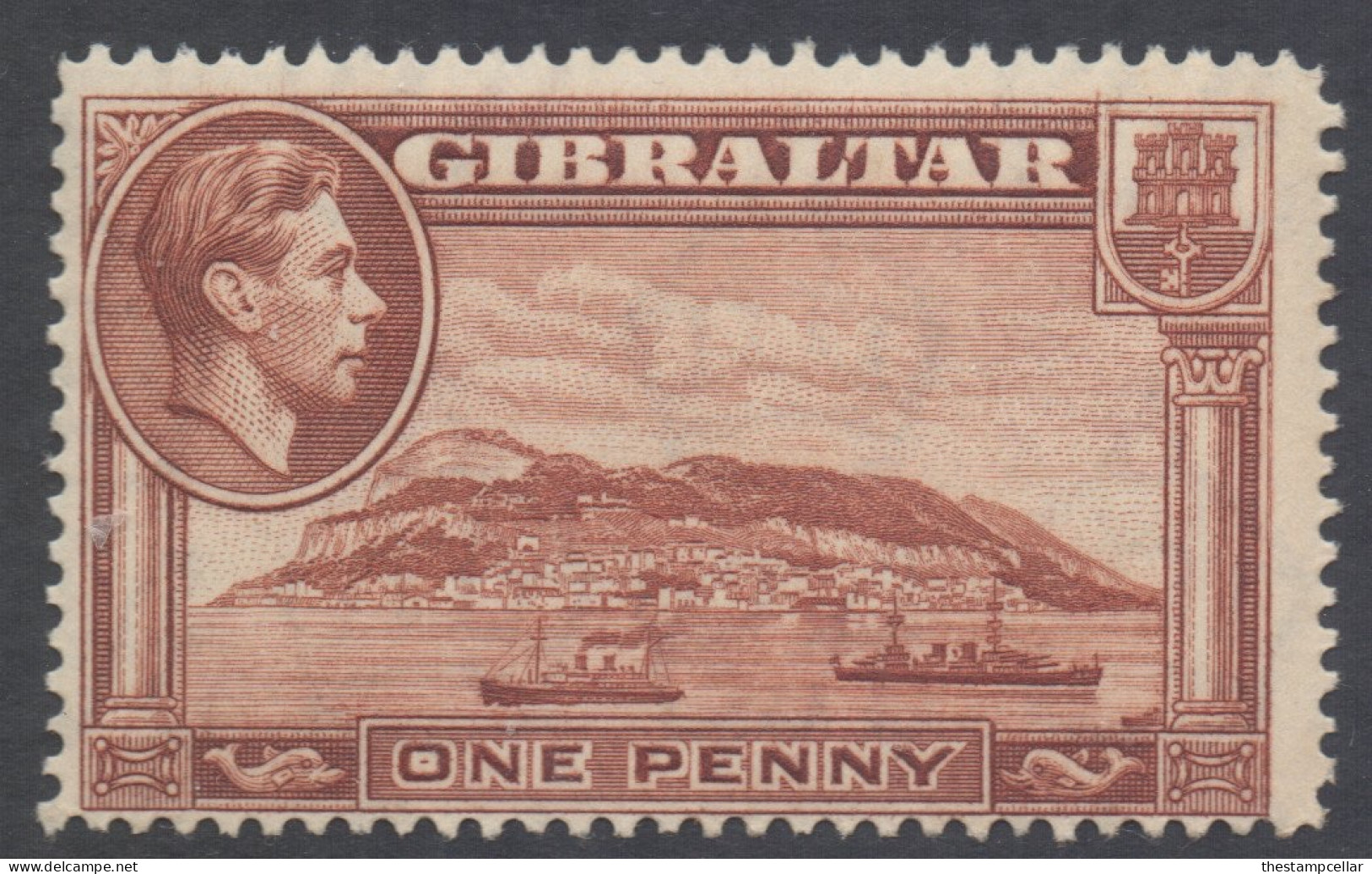 Gibraltar Scott 108a - SG122, 1938 George VI 1d Perf 14 MH* - Gibraltar
