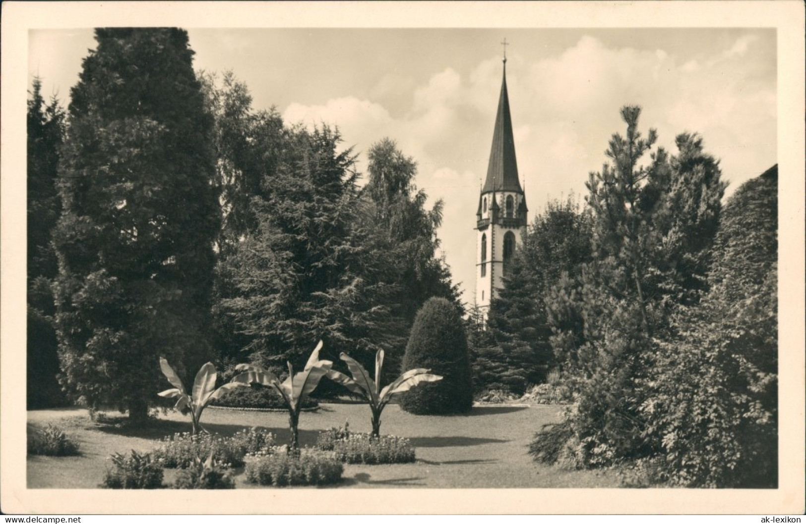 Ansichtskarte Emmendingen Park Stadtgarten Blick Zur Kirche Echtfoto-AK 1940 - Emmendingen