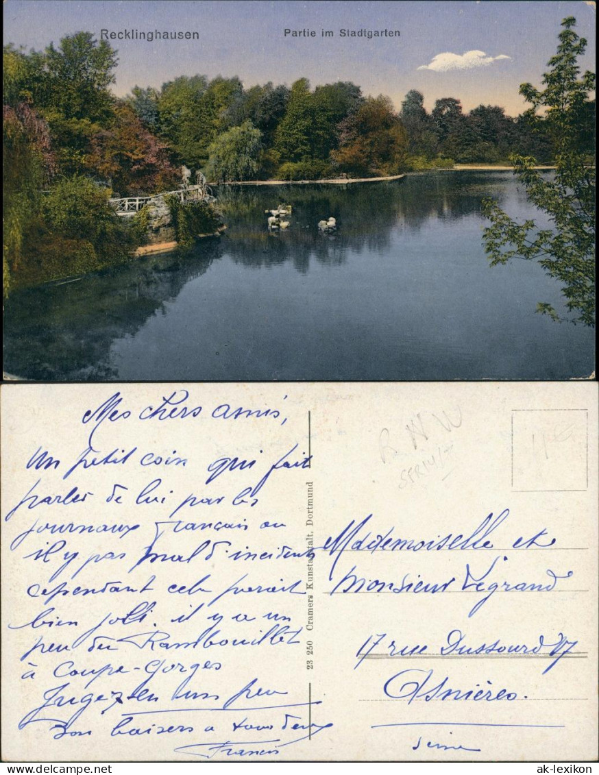 Ansichtskarte Recklinghausen Partie Im Stadtgarten 1920 - Recklinghausen