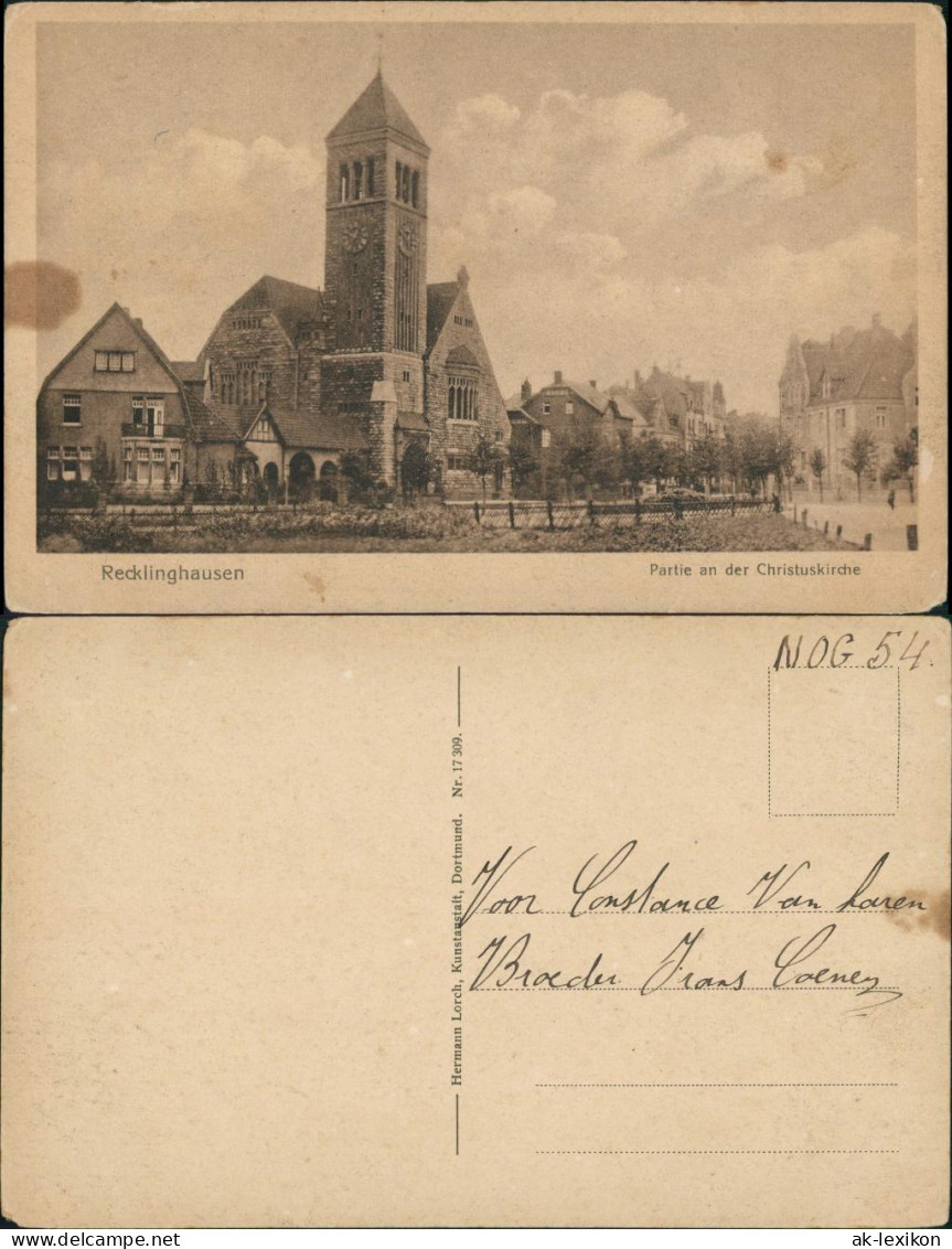 Ansichtskarte Recklinghausen Partie An Der Christuskirche 1923 - Recklinghausen