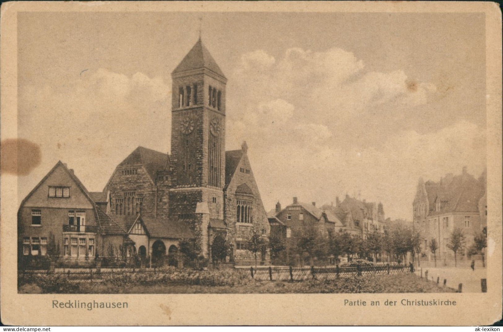 Ansichtskarte Recklinghausen Partie An Der Christuskirche 1923 - Recklinghausen