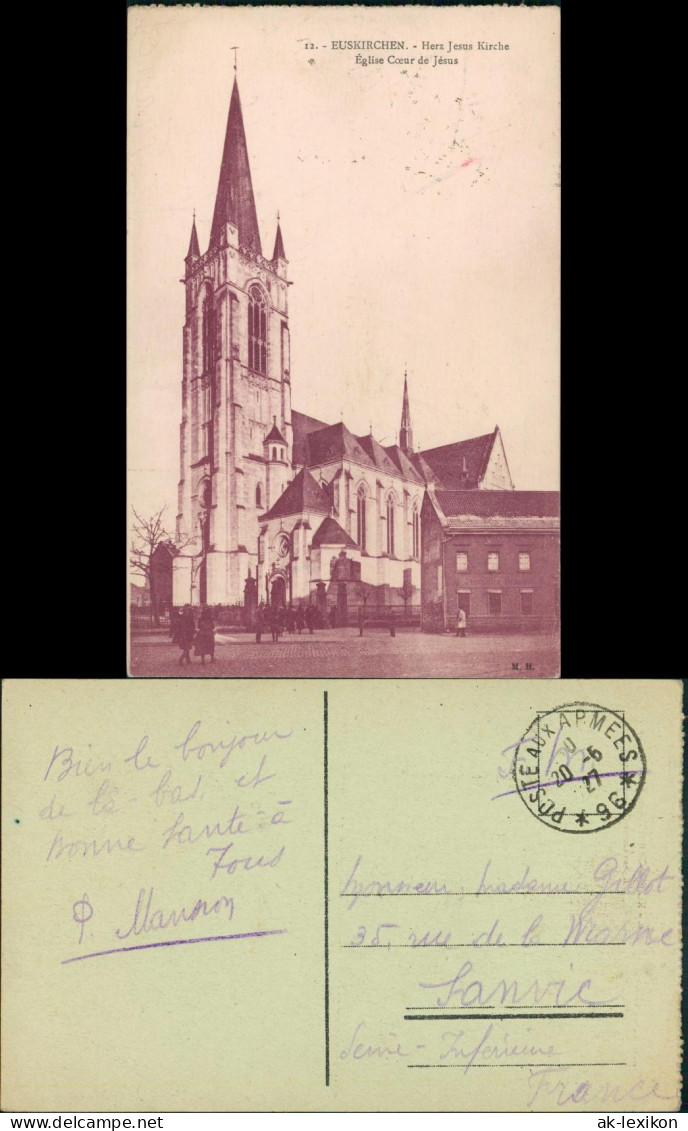 Ansichtskarte Euskirchen Straßenpartie Herz Jesu Kirche 1927 - Euskirchen