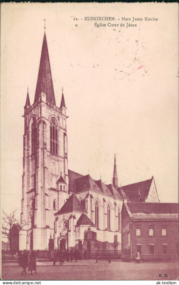 Ansichtskarte Euskirchen Straßenpartie Herz Jesu Kirche 1927 - Euskirchen