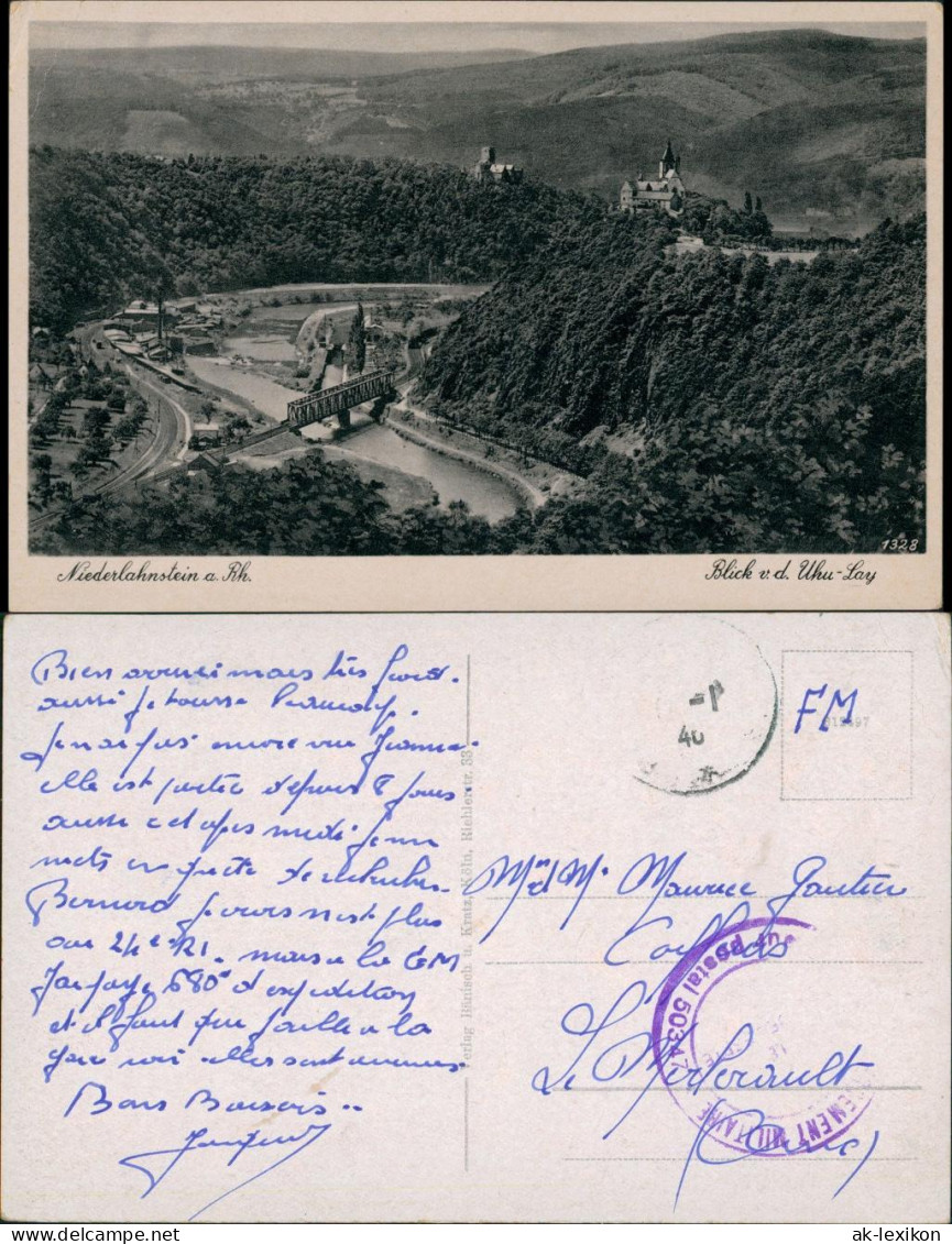 Niederlahnstein-Lahnstein Panorama-Ansicht Auf Lahn Brücke V.d. Uhu-Lay 1940 - Lahnstein