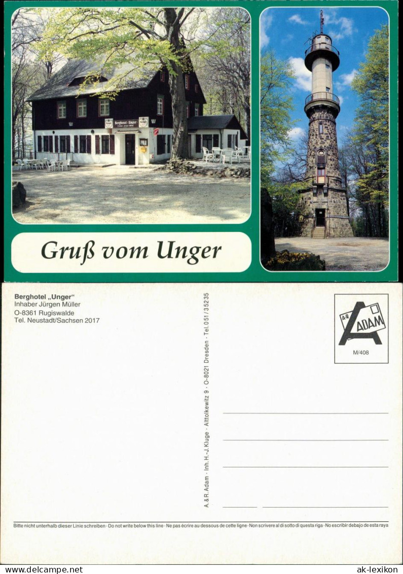 Ansichtskarte Rugiswalde-Neustadt (Sachsen) Berghotel Unger Und Funkturm 1990 - Neustadt