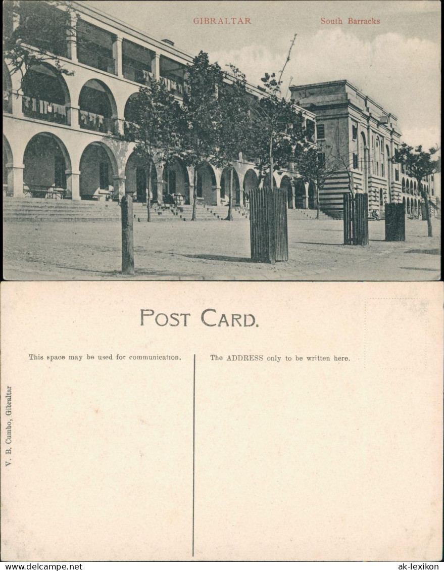 Postcard Gibraltar South Barracks Strassen Partie Street View 1910 - Gibraltar