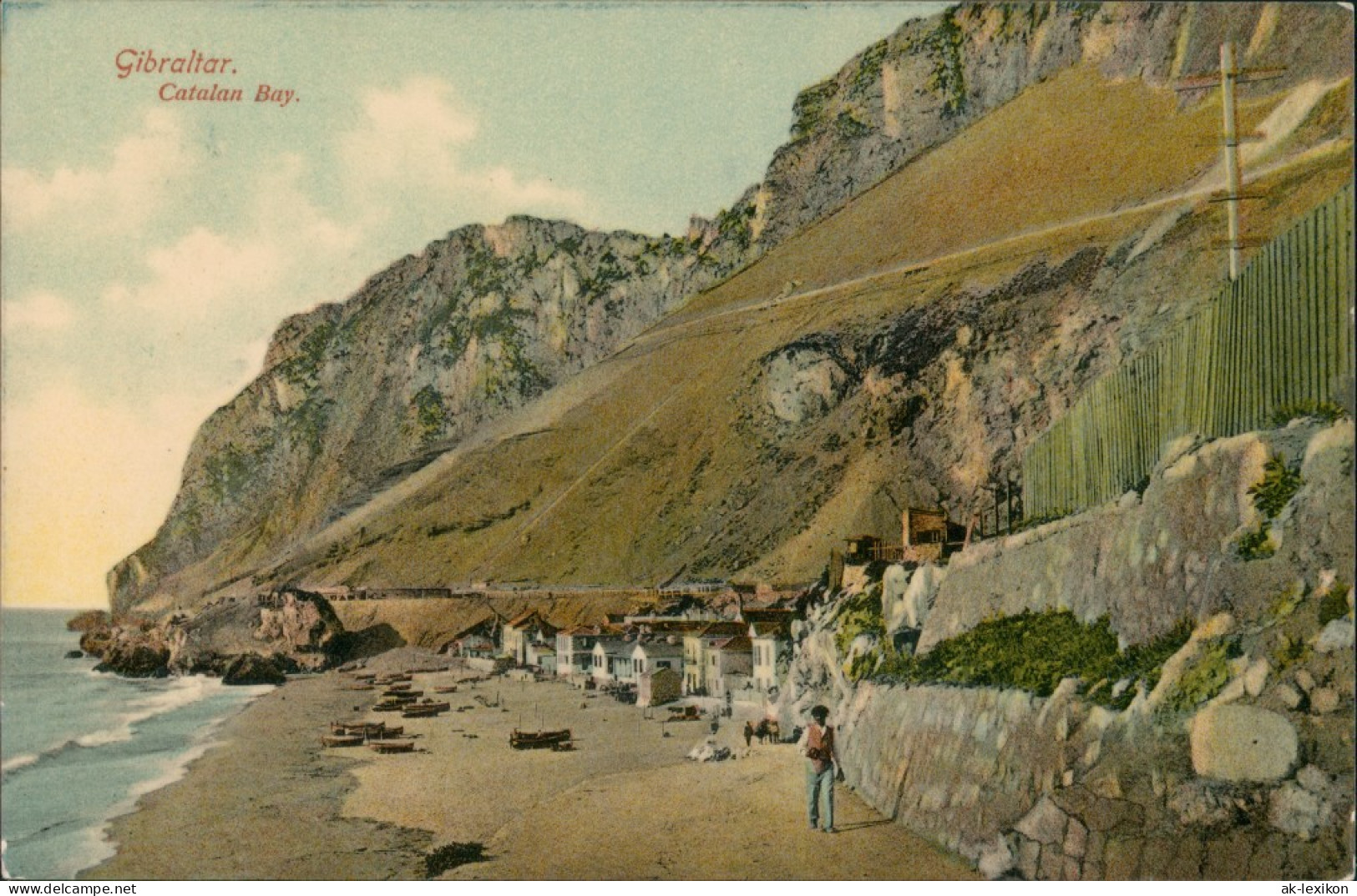 Postcard Gibraltar Stadtteilansicht Wohnhäuser In Der Catalan Bay 1910 - Gibraltar