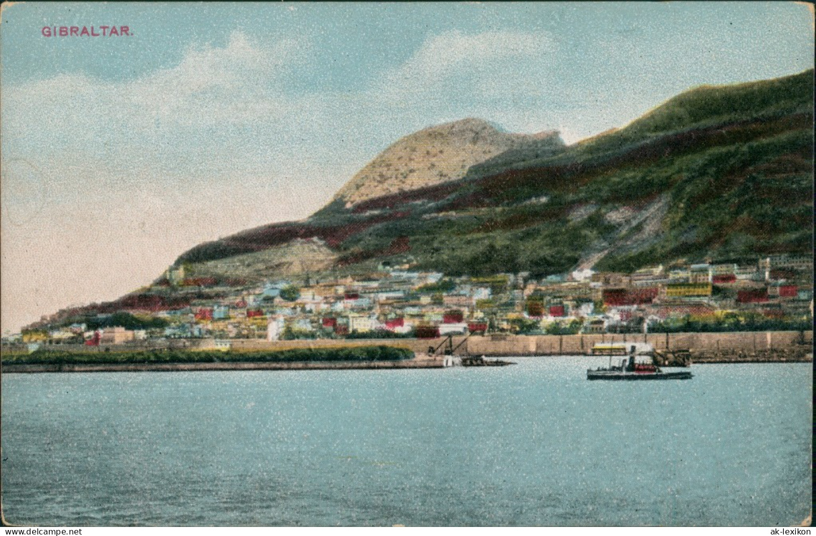 Postcard Gibraltar Panorama Ansicht Von See Aus Richtung Felsen 1910 - Gibraltar