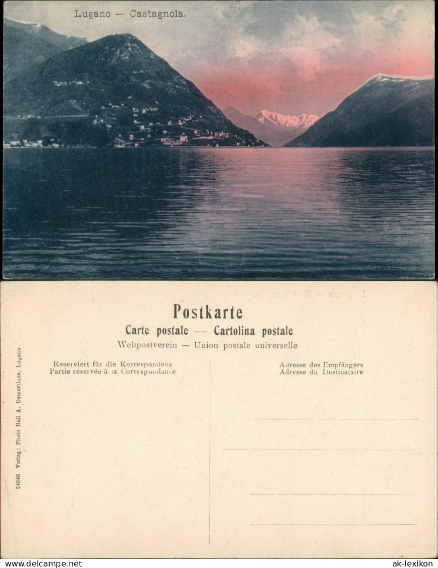 Castagnola-Lugano Panorama-Ansicht Castagnola In Schönen Zwielicht 1910 - Autres & Non Classés