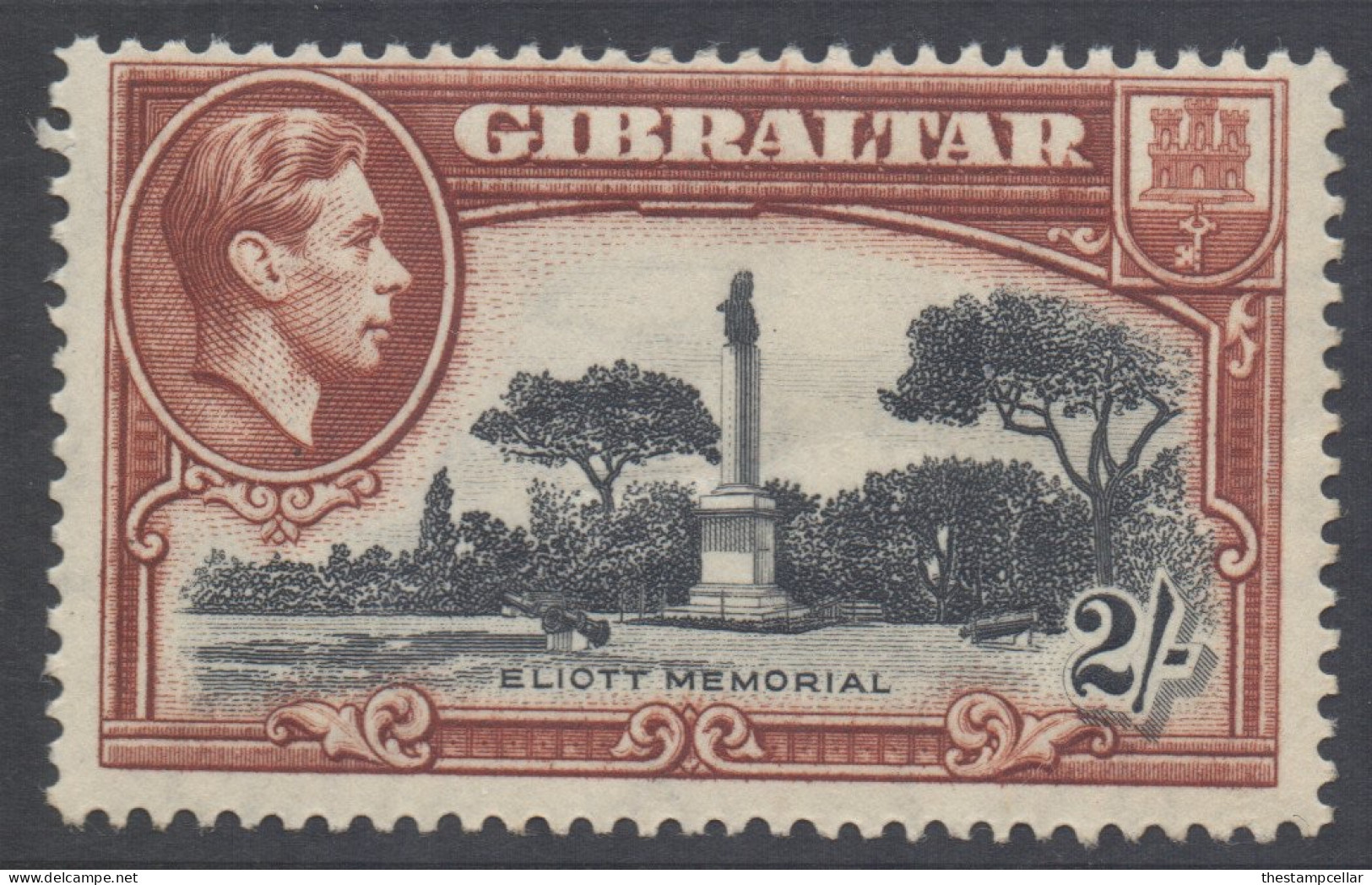 Gibraltar Scott 115a - SG128, 1938 George VI 2/- Perf 14 MH* - Gibraltar