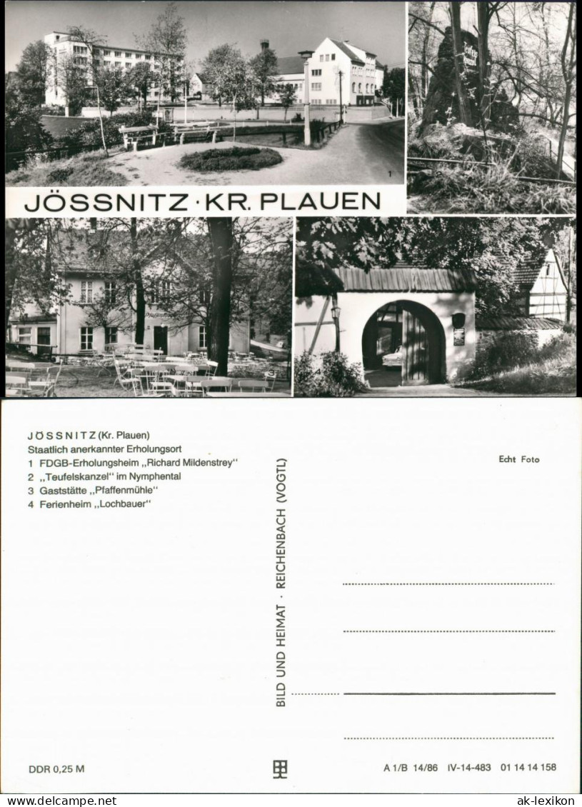 Jößnitz-Plauen (Vogtland) FDGB Ferienheim, Gaststätte, Ferienheim 1986 - Plauen