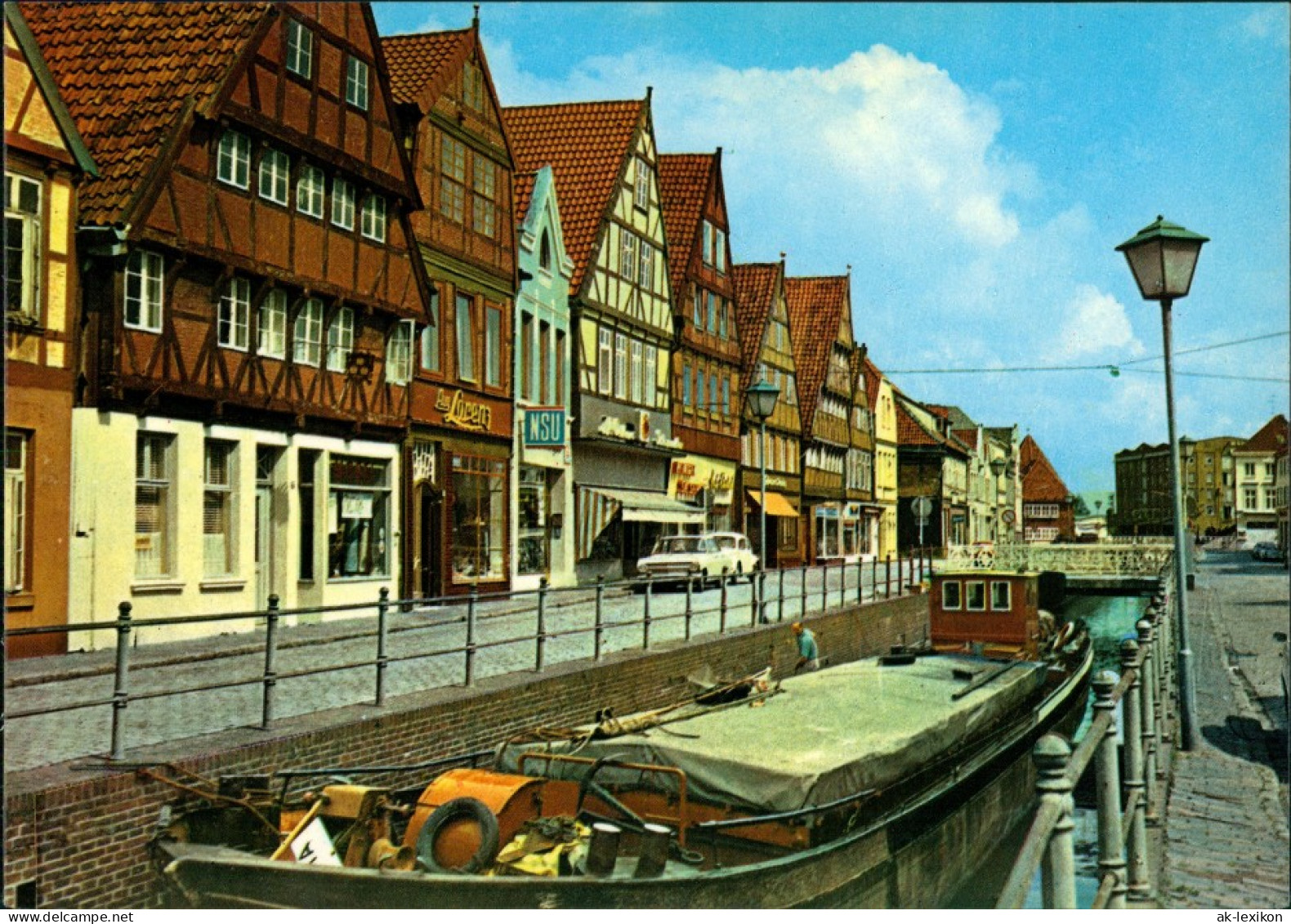 Buxtehude Partie Am Fleet, Schiff, Geschäfte, Fachwerkhäuser 1970 - Buxtehude