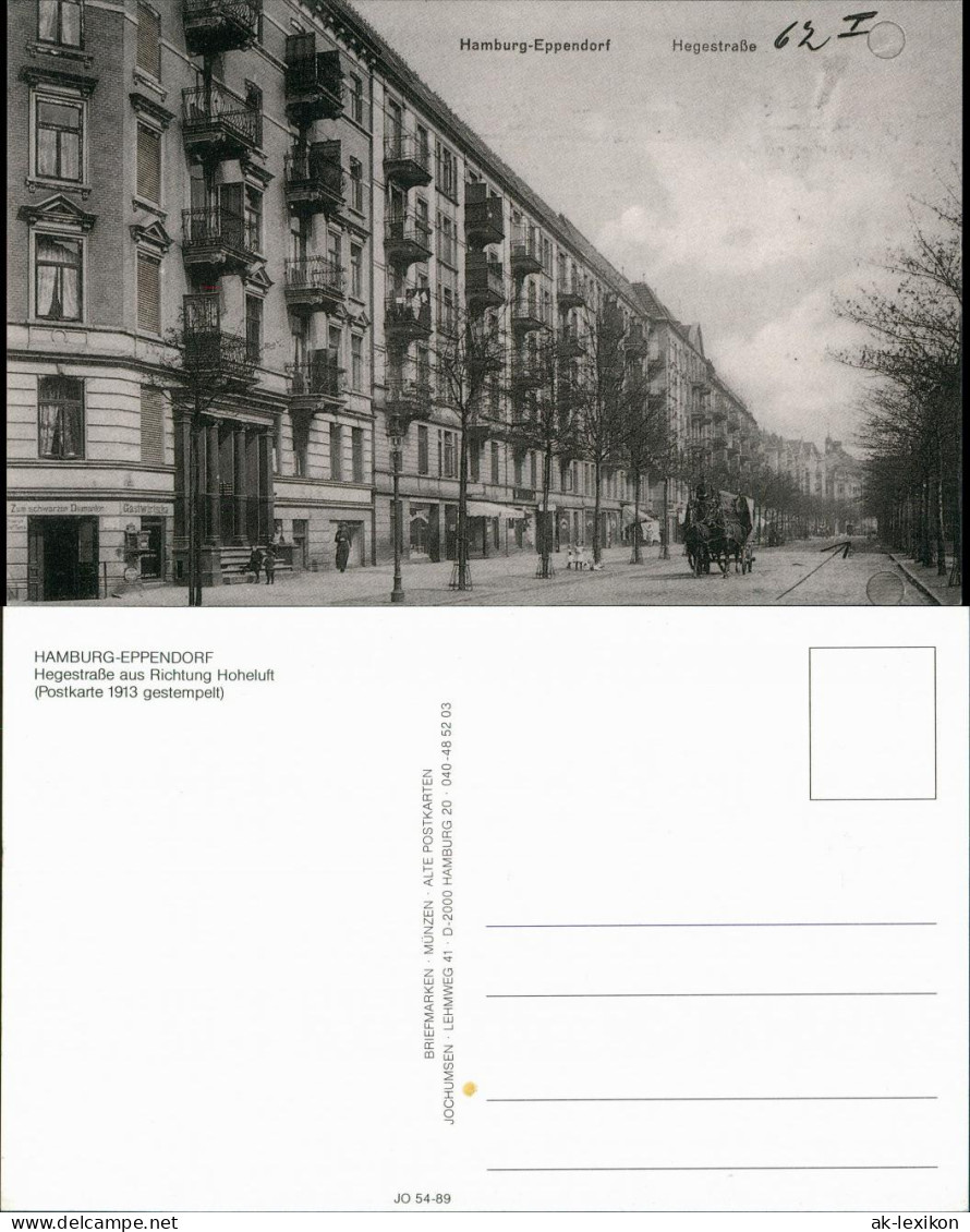 Sammelkarte Eppendorf-Hamburg Hegestrasse Repro-Ansicht Ca. Anno 1910 1989 - Eppendorf