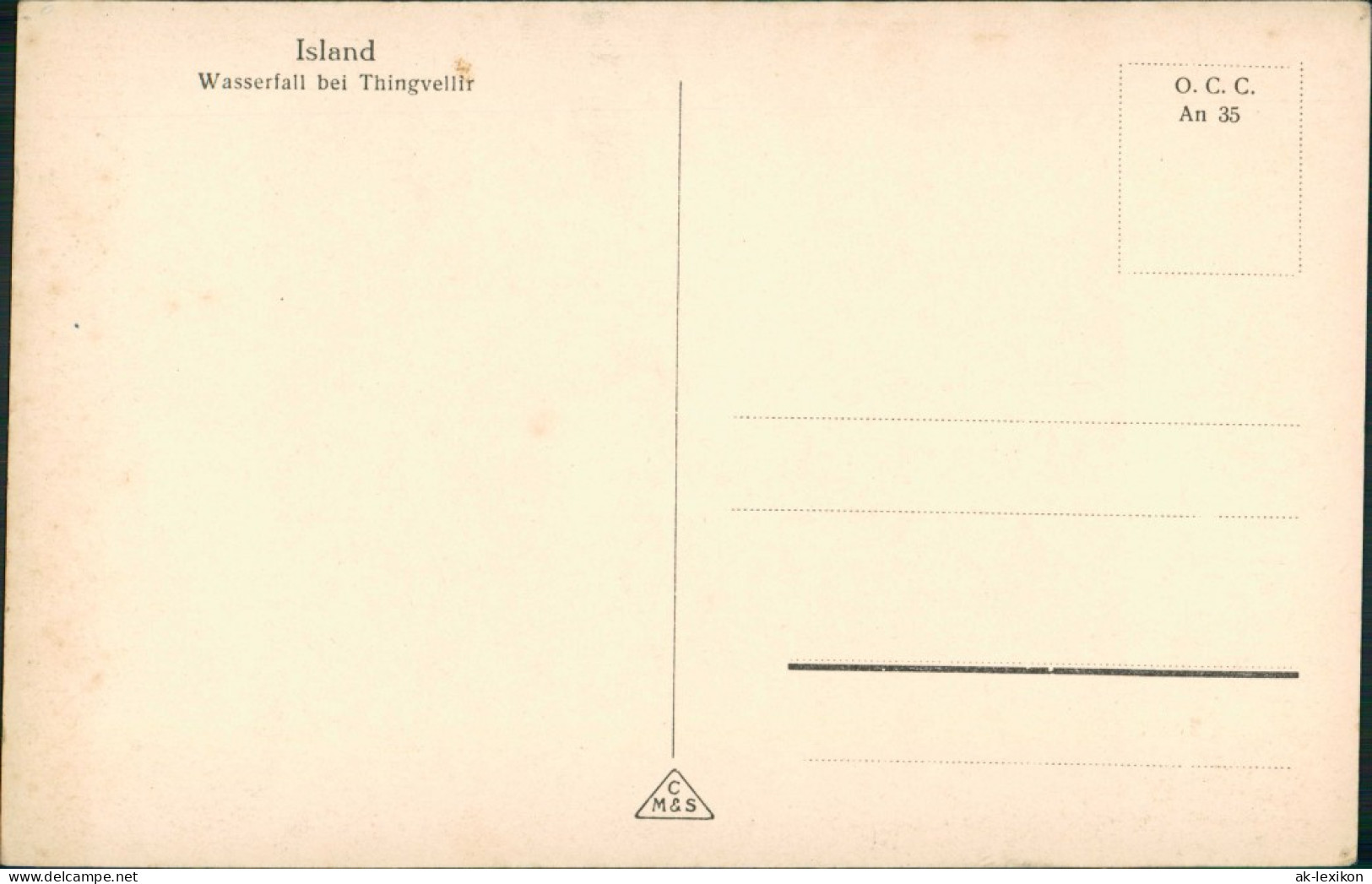 Postcard Thingvellir Þingvellir Umland Wasserfall 1930 - Island