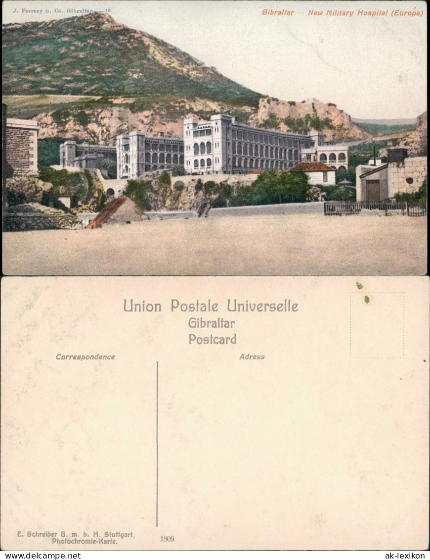 Gibraltar Vintage Postcard New Military Hospital (Europa), Krankenhaus 1910 - Gibraltar
