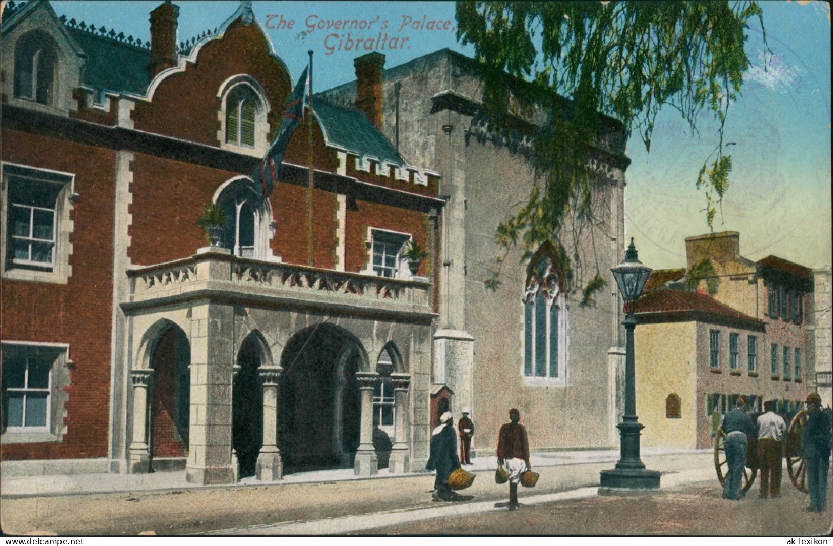 Gibraltar The Governor's Palace Strassen Partie Belebt, Street View 1910 - Gibraltar