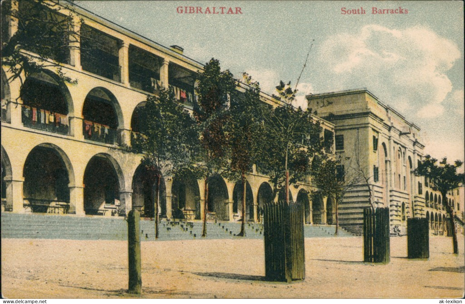 Gibraltar Strassen Partie An Den South Barracks, Vintage Postcard 1910 - Gibraltar