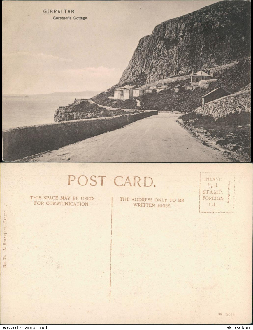Postcard Gibraltar Governor's Cottage Strassen Partie Street View 1910 - Gibraltar