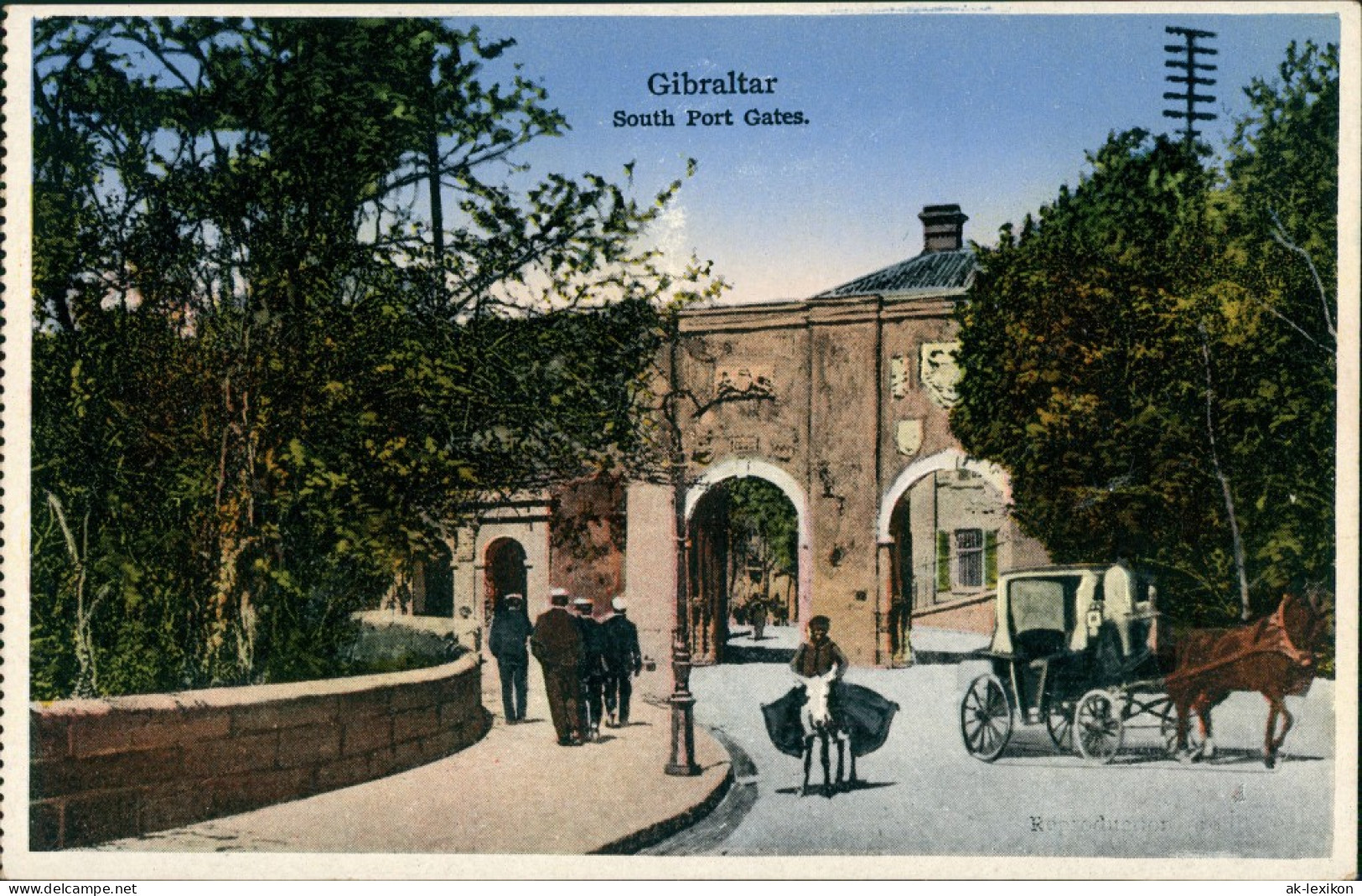 Gibraltar South Port Gates, Reiter Auf Esel, Pferde-Kutsche 1910 - Gibraltar