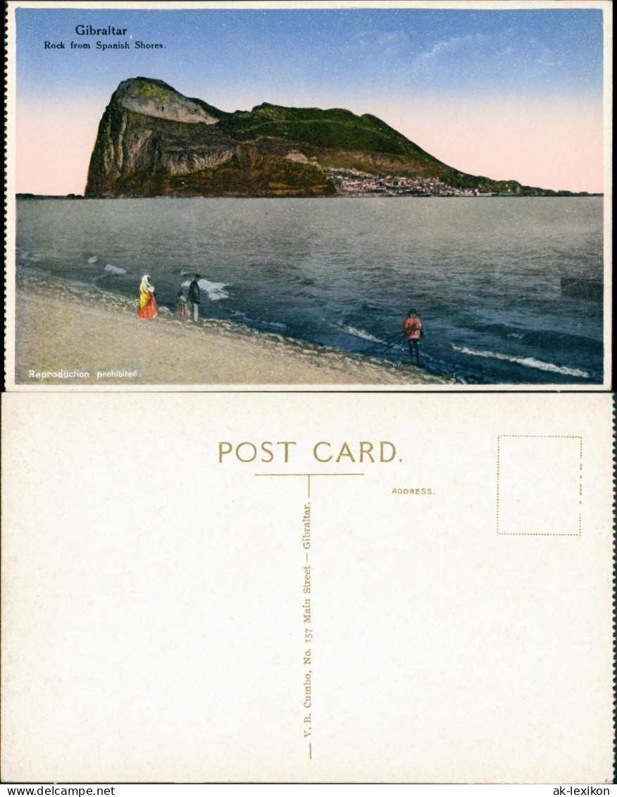 Gibraltar Rock From Spanish Shores Fernansicht Felsen, Vintage Postcard 1910 - Gibraltar