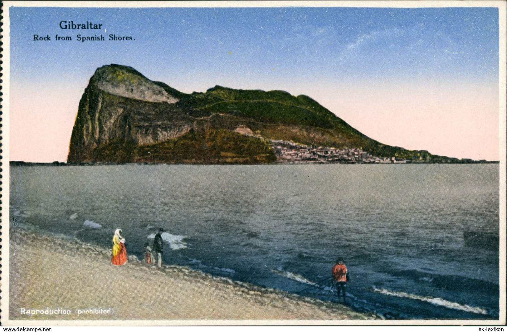 Gibraltar Rock From Spanish Shores Fernansicht Felsen, Vintage Postcard 1910 - Gibraltar