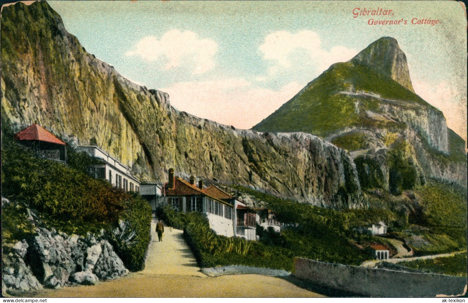 Gibraltar Governor's Cottage Wohnhaus Blick Felsen, Vintage Postcard 1910 - Gibraltar