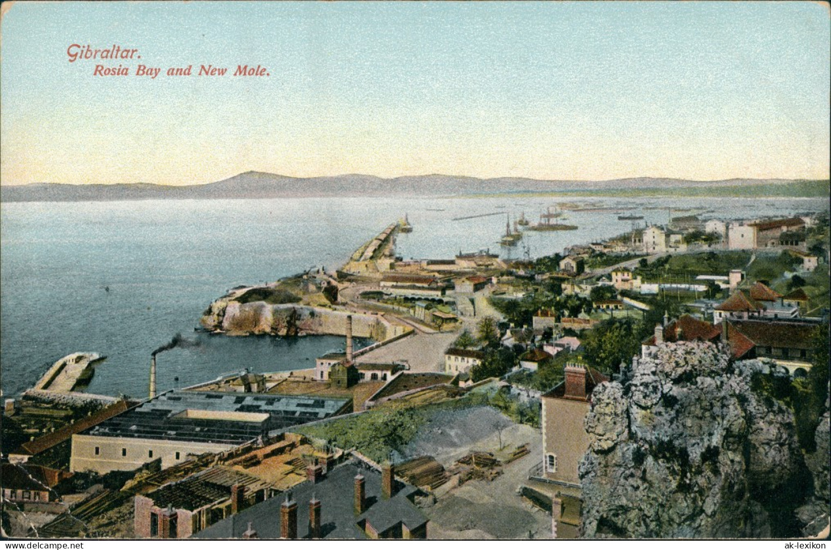 Gibraltar Stadtteilansicht Panorama Blick Auf Rosia Bay & New Mole 1905 - Gibraltar