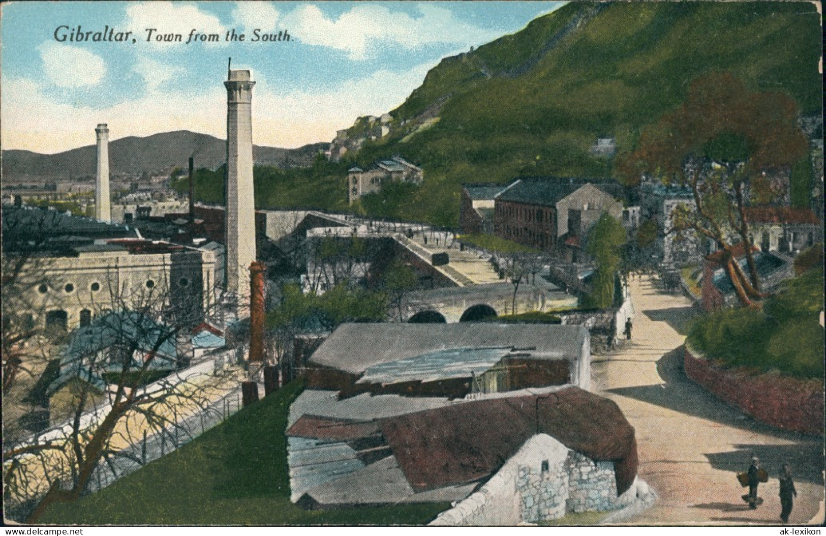 Gibraltar Stadtteilansichten Town View From South, Vintage Postcard 1910 - Gibraltar