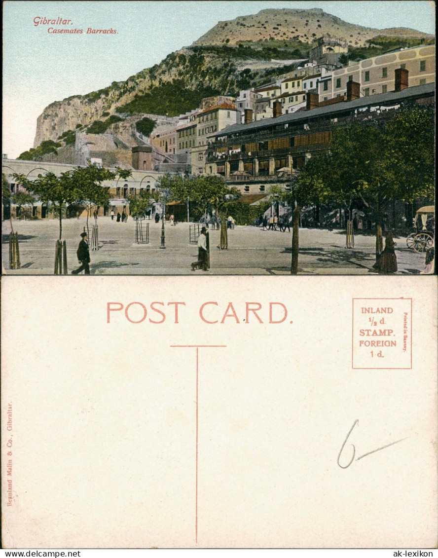 Gibraltar Casemates Barracks, Belebter Stadtteil, Vintage Postcard 1905 - Gibraltar