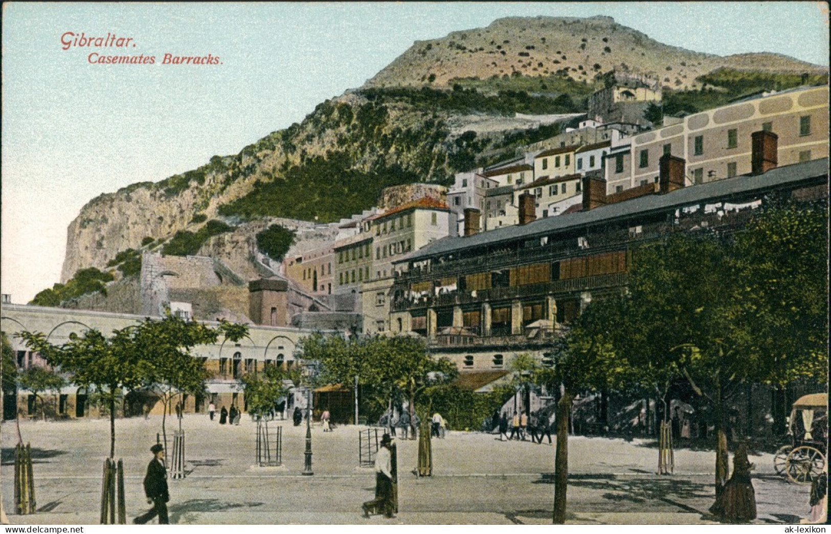 Gibraltar Casemates Barracks, Belebter Stadtteil, Vintage Postcard 1905 - Gibraltar