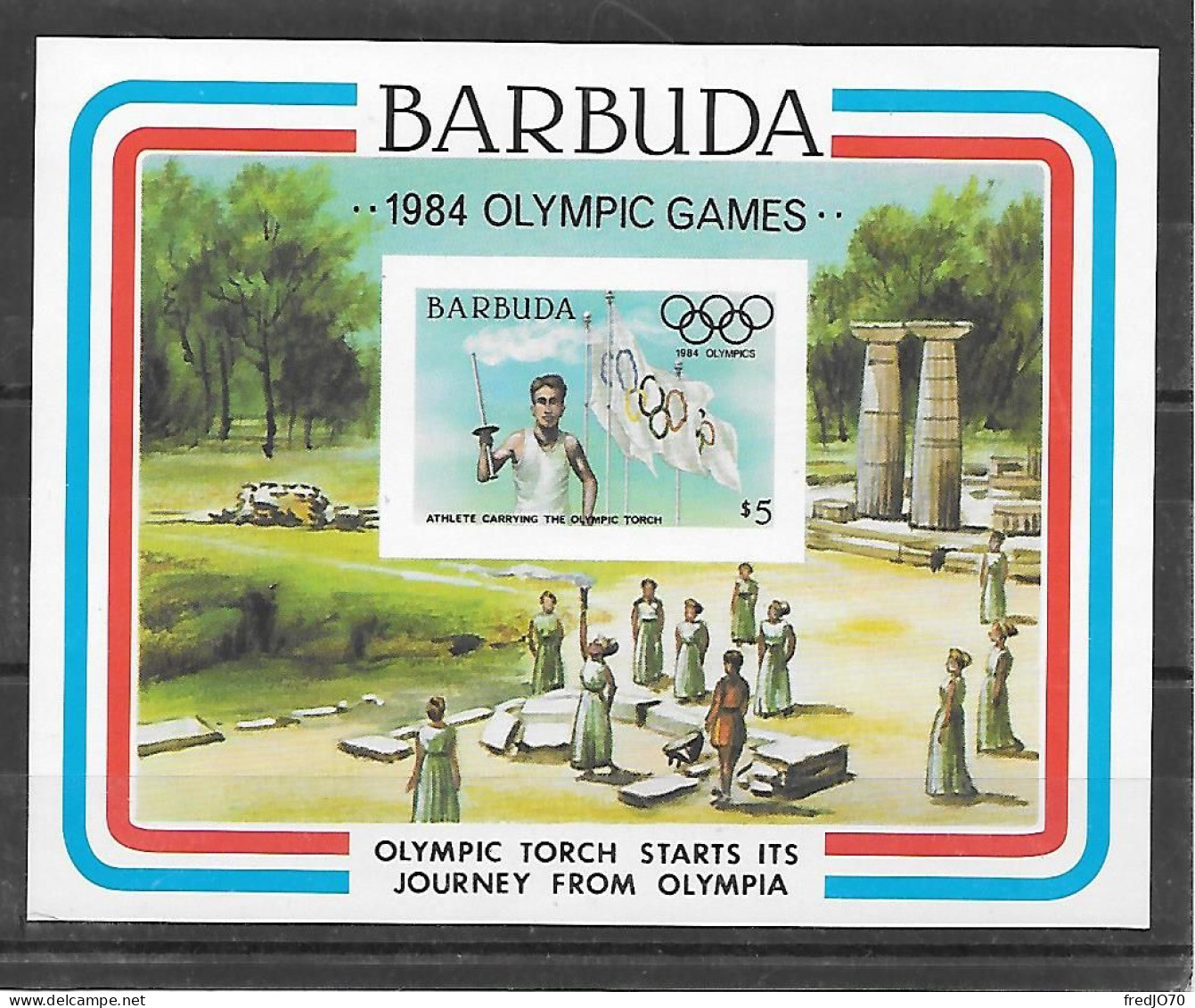 Barbuda Bloc Non Dentelé Imperf JO 84 ** - Summer 1984: Los Angeles