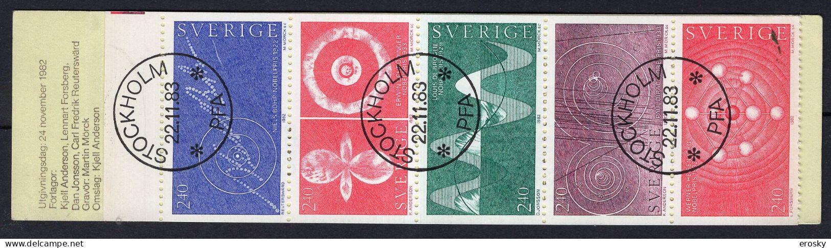 F1633 - SUEDE SWEDEN N°1196  CARNET Prix Nobel - 1981-..