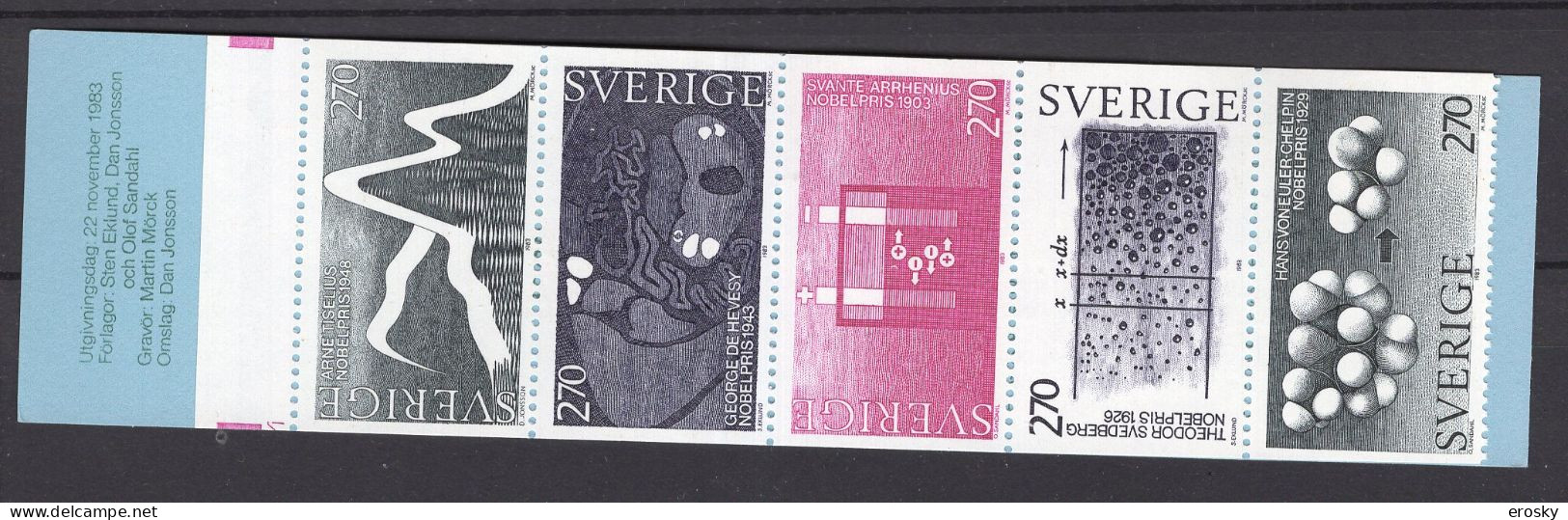 F1638 - SUEDE SWEDEN N°1244 ** CARNET Prix Nobel - 1981-..