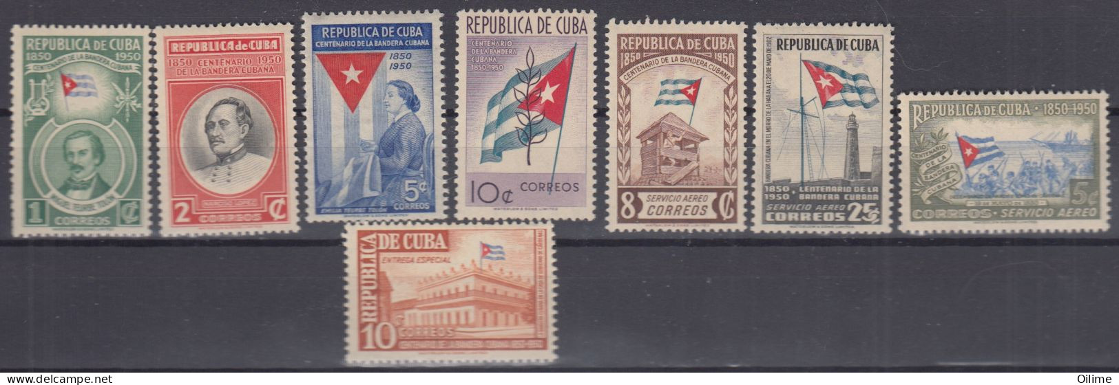 CUBA 1951. CENTENARIO DE LA BANDERA CUBANA. MNH. EDIFIL 445/52  FLAG - Nuovi